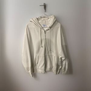 Men’s champion drawstring zip up all white hoodie size 2 XL